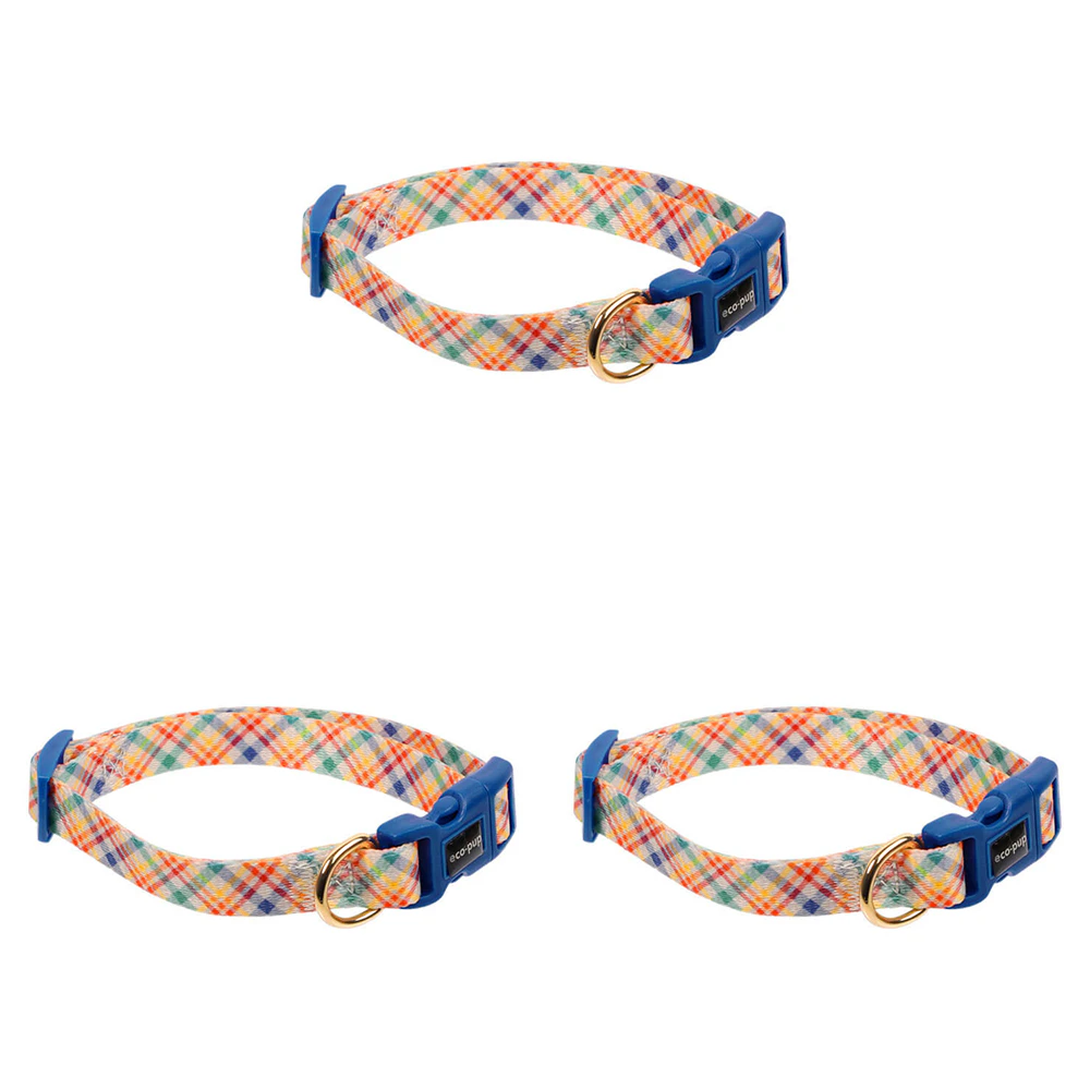 3x Eco-Pup Dog Outdoor Walking Collar Size Small Check Pattern Pet Dress Up