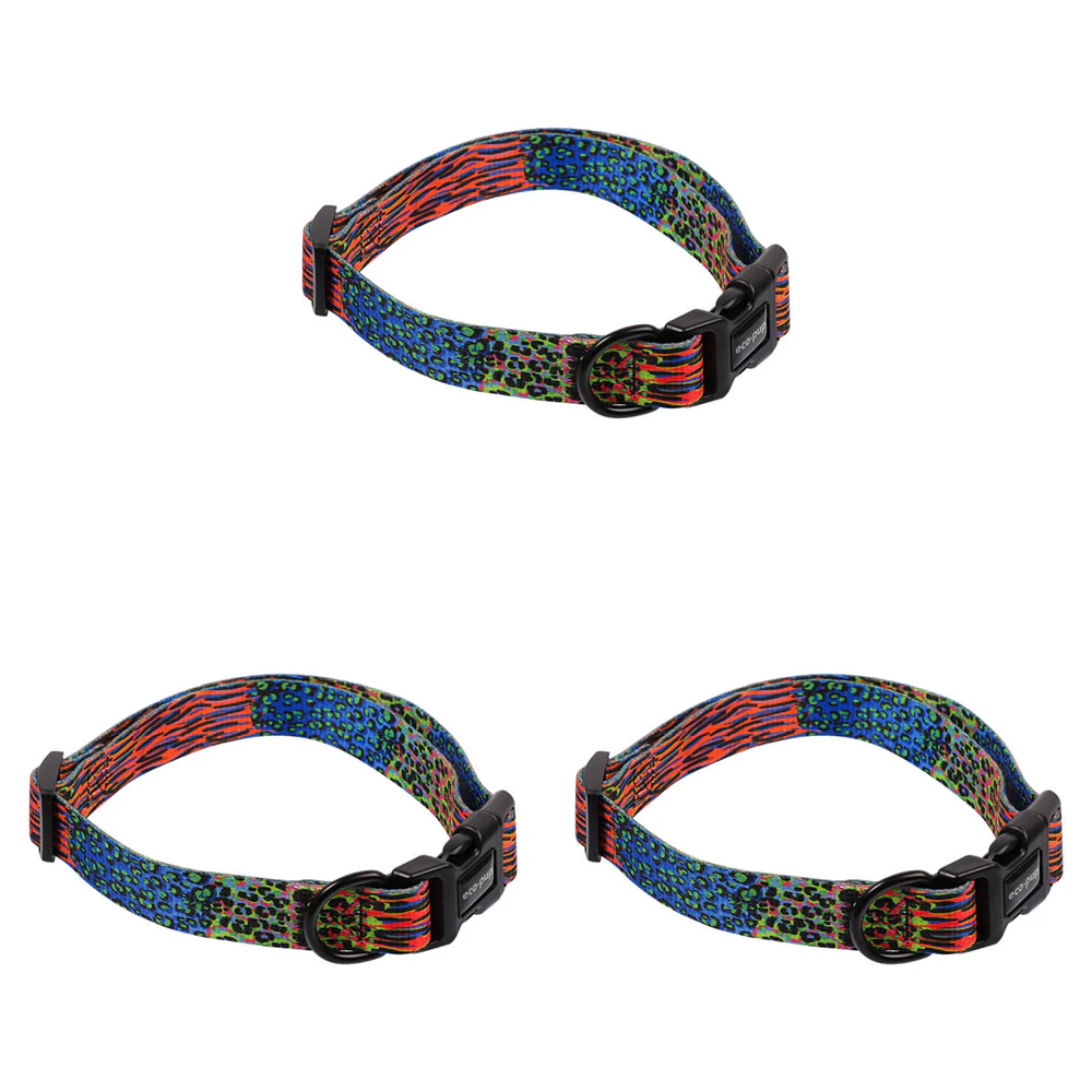 3x Eco-Pup Dog Outdoor Walking Collar Size Large Wild Pattern Pet Dress Up