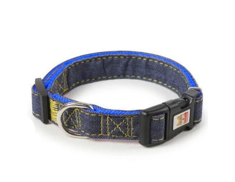 Heavy Duty Adjustable Dog Studded Collar Pet Puppy Neck Strap Harness S/M/L/XL Blue