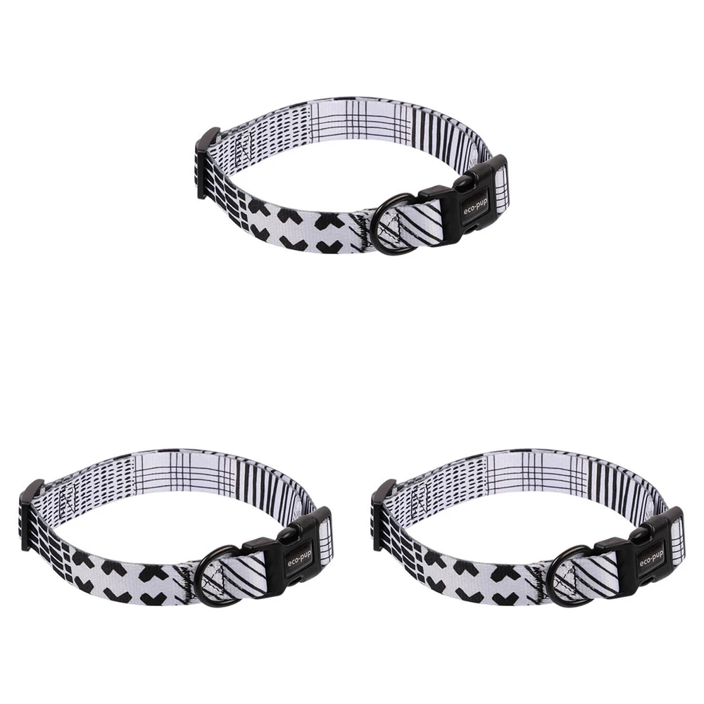 3x Eco-Pup Dog Outdoor Walking Collar Size Large Monochrome Pattern Pet Dress Up