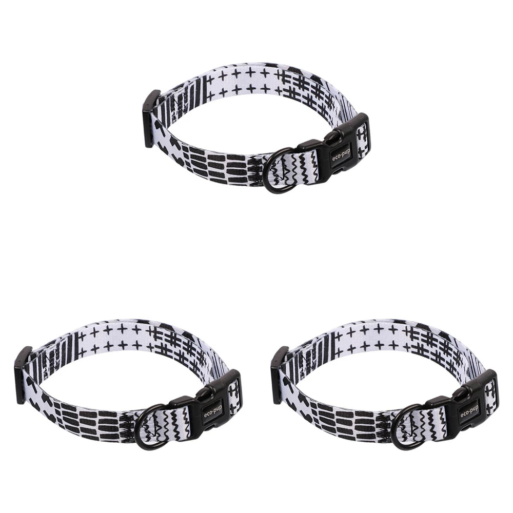 3x Eco-Pup Dog Outdoor Collar Size Medium Monochrome Pattern Pet Dress Up