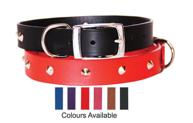 Beau Pets - Deluxe Studded Leather Collar - 25mm x 50cm - Black