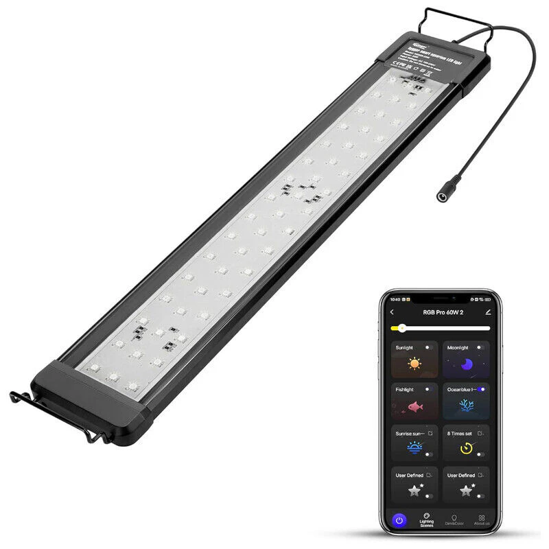 Hygger Aquarium Bluetooth LED Light 40W with App Control - Black