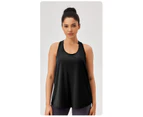 Women Yoga Vest Sports Tank Tops Quick Dry Loose Fit Yoga Tops Sleeveless Fitness Tops-Black