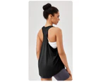 Women Yoga Vest Sports Tank Tops Quick Dry Loose Fit Yoga Tops Sleeveless Fitness Tops-Black