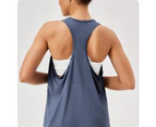 Women Yoga Vest Sports Tank Tops Quick Dry Loose Fit Yoga Tops Sleeveless Fitness Tops-Black