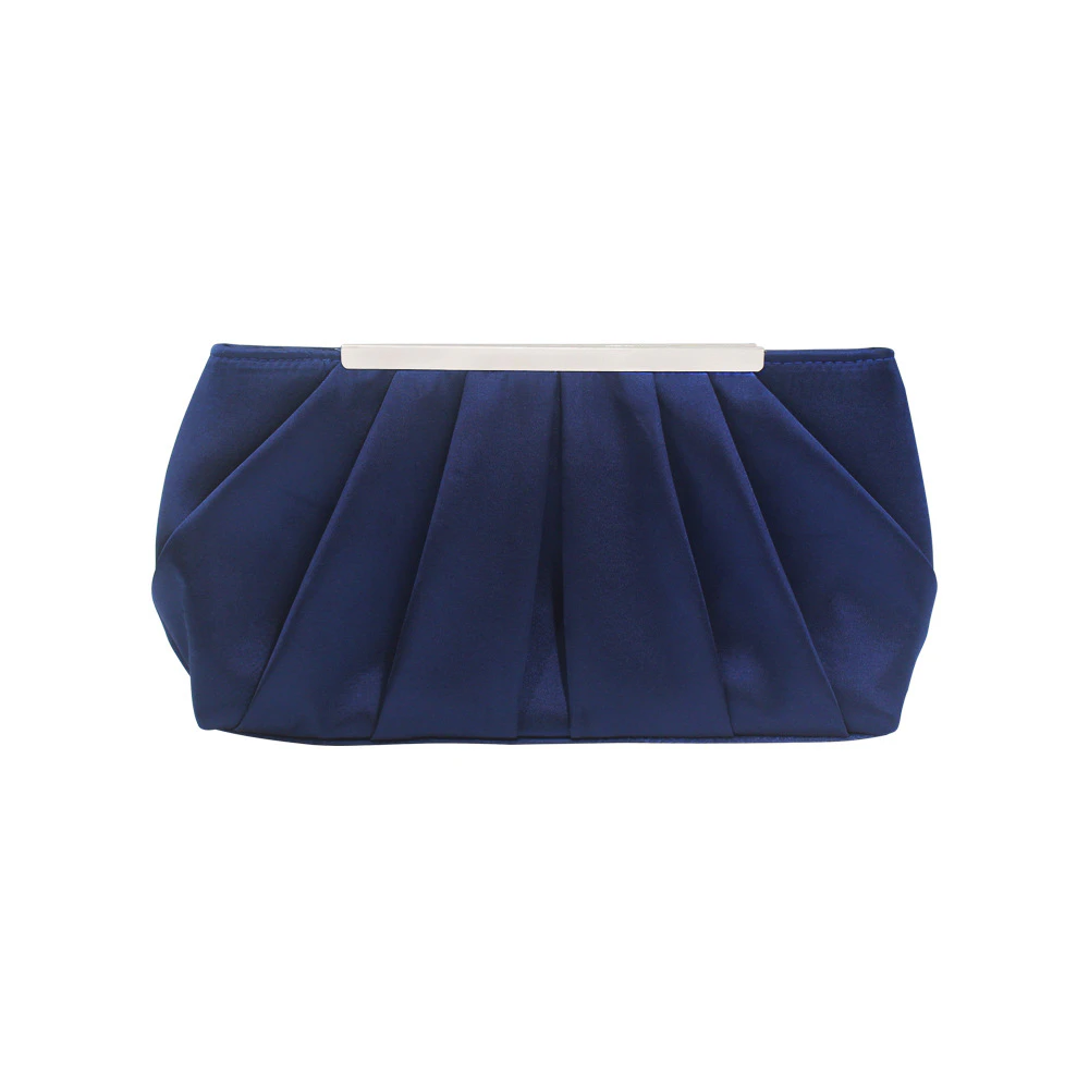 HGGQVVS Womens Fashion Pleated Evening Clutch Crossbody Bag  Dark blue