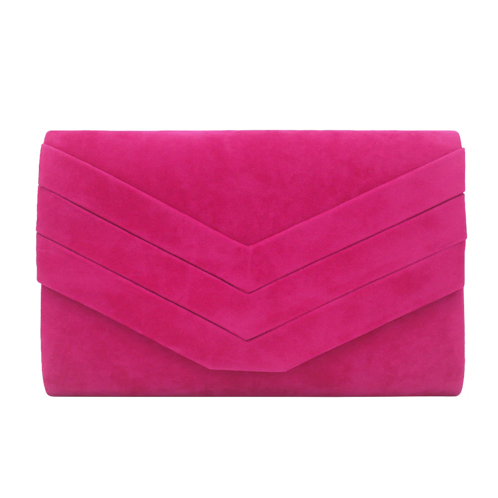 HGGQVVS Women Clutch Purse Velvet Envelope Formal Evening Bag Rose red