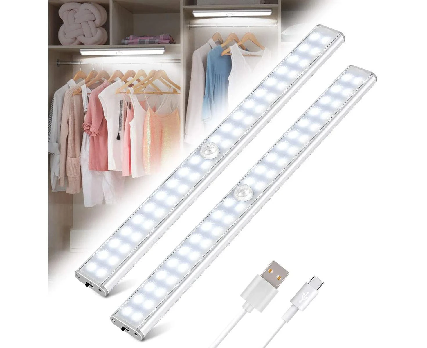 40 LED Closet Light, Wireless, USB Rechargeable, Magnetic, Motion Sensor, 4 Lighting Modes, Portable. Closet Light