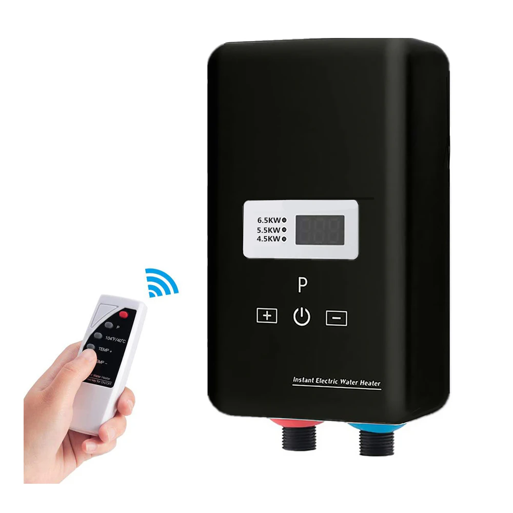 6500W Electric Instant Hot Water Heater System Under Sink Rapid Heating Mini Tankless Heater Electricity Saving 220V Over Heating Protection-Black