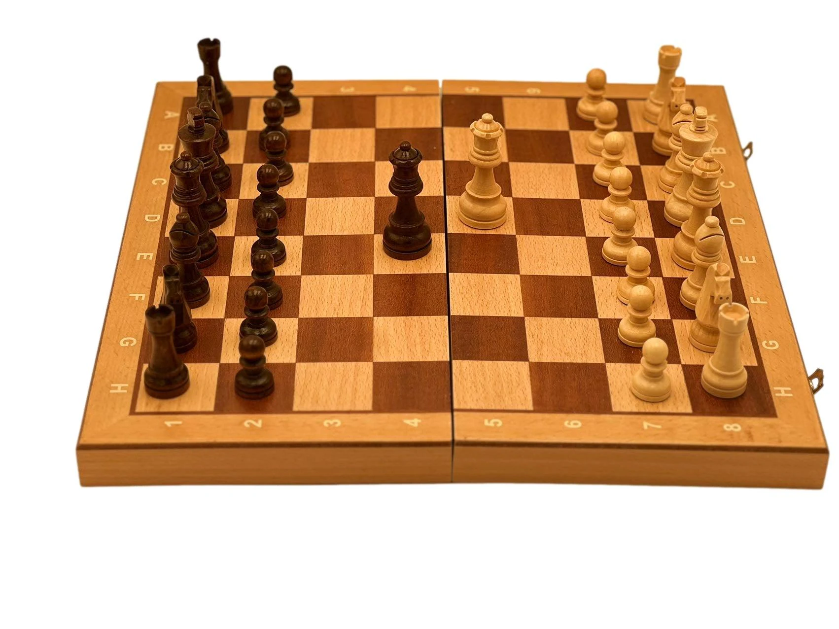 Premium 40cm Magnetic Large Chess Set Wooden Timber Oak Folding Board Beech