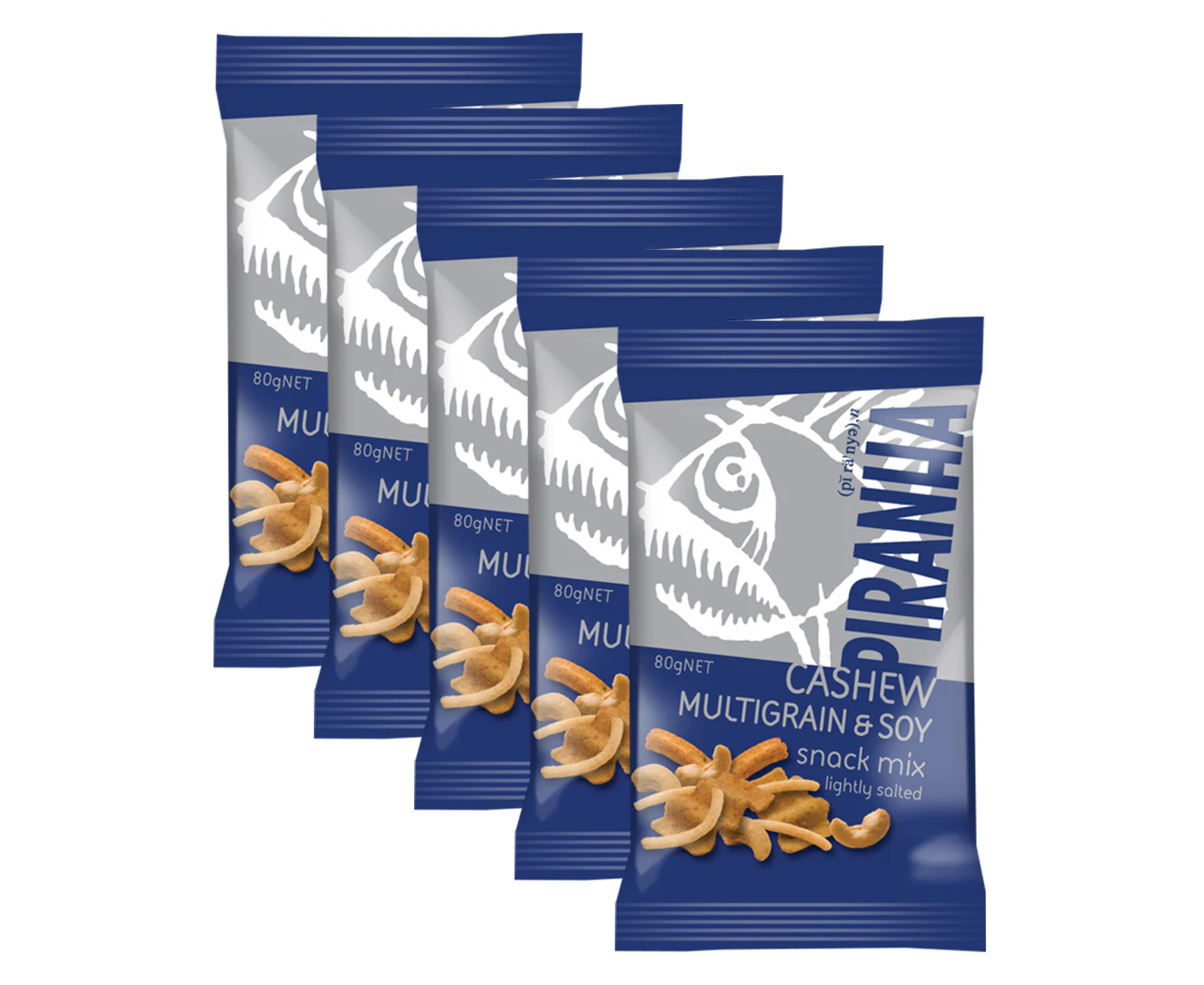 5 x Piranha Cashew Multigrain & Soy Snack Mix 80g