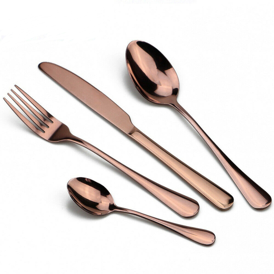 Cutlery Set 16 60 Piece Stainless Steel Knife Fork Spoon ROSE GOLD ...