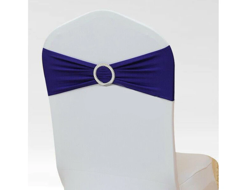 Spandex Chair Cover Bands Sashes With Buckle Wedding Event Banquet DARK PURPLE