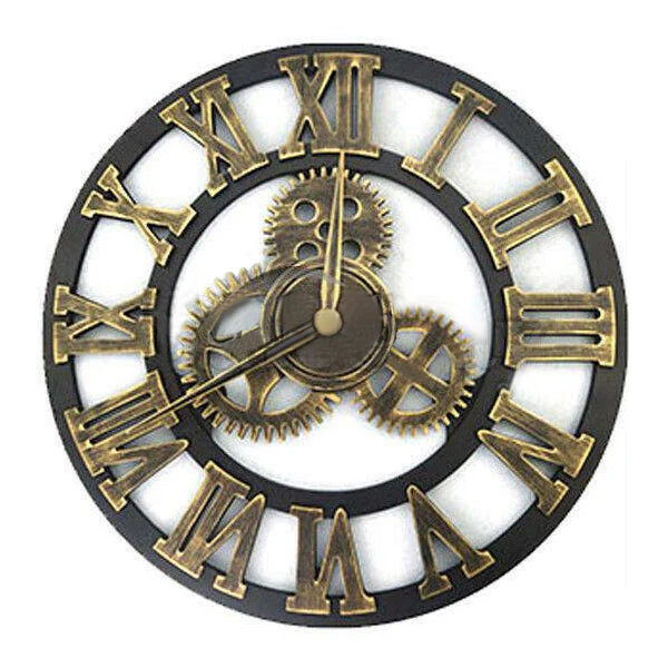 Large Metal and Wooden Industrial French Provincial Antique Round Wall Clock AS00151-B-40