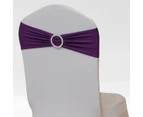 Spandex Chair Cover Bands Sashes With Buckle Wedding Event Banquet PURPLE