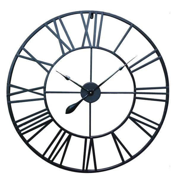 Salesbay 80cm Large Round Wall Clock Metal Industrial Vintage