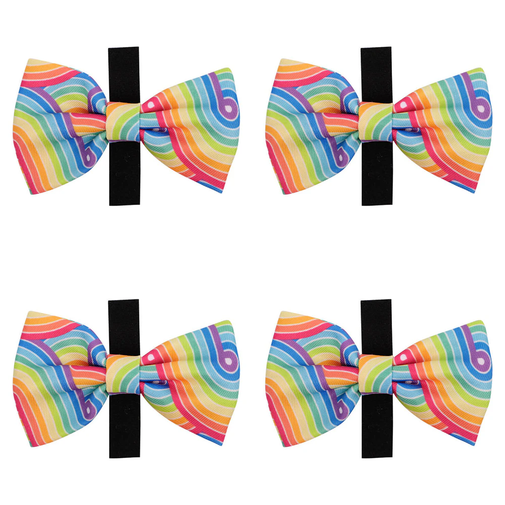 4x Eco-Pup Themed Dog/Pet Dress Up Costume Bow Tie Rainbow Coloured Pattern