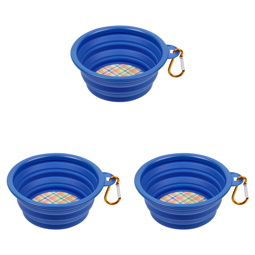 3x Eco-Pup Travel Portable On The Go Dog Water/Feeding Food Bowl Check Pattern