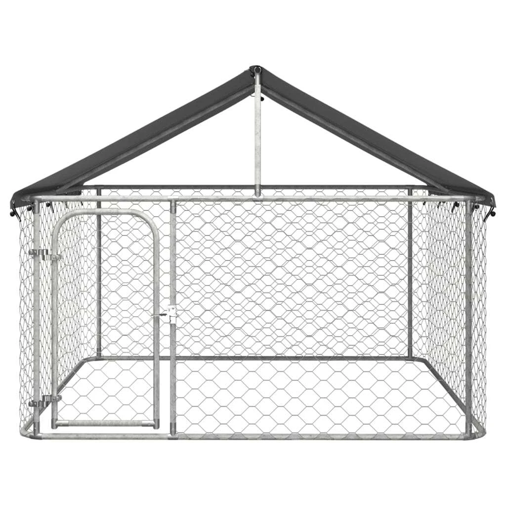 Outdoor Dog Kennel Run Cage Galvanized Steel Fencing Pet Playpen Enclosure +Roof 2x2x1.5m