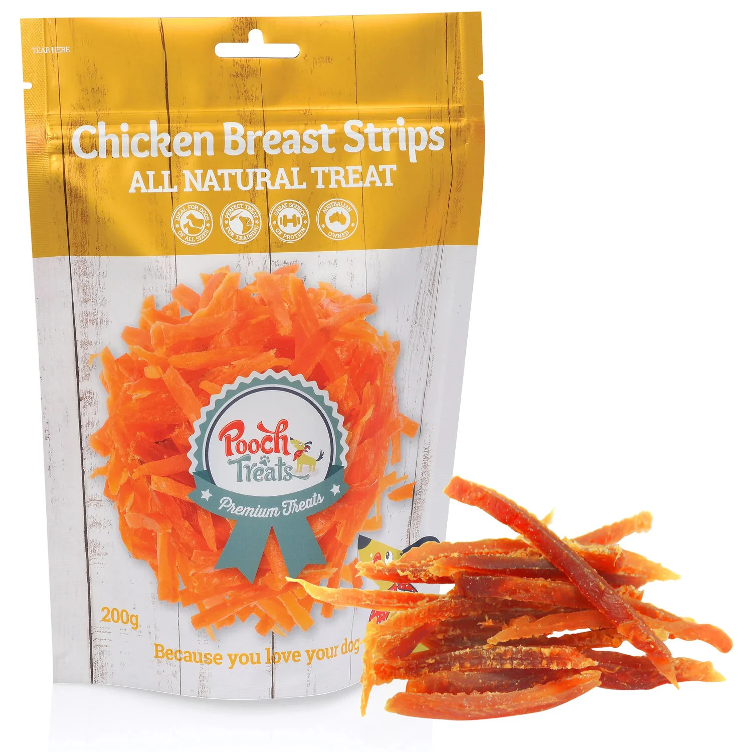 Chicken Breast Strips 200g Dog Treats by Pooch Treats