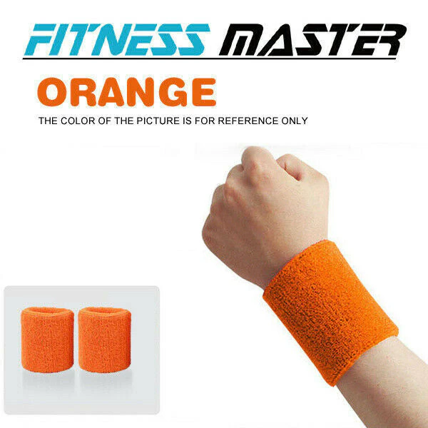 Wristbands Headband Sweatbands Sweat Bands Cotton Sport Tennis Badminton Yoga ORANGE WRISTBAND ONLY