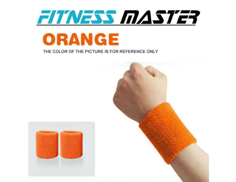 Wristbands Headband Sweatbands Sweat Bands Cotton Sport Tennis Badminton Yoga ORANGE WRISTBAND ONLY