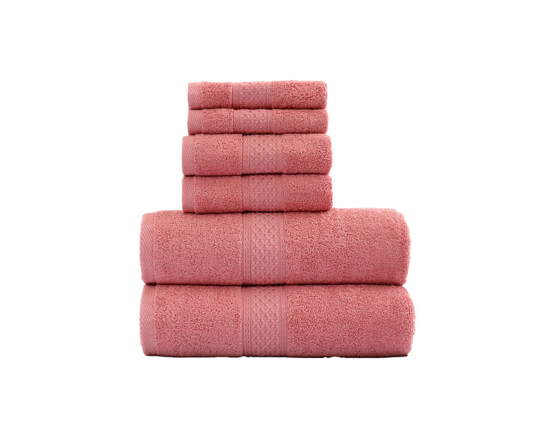 Classic Premium Cotton Towels For Bathroom Bath Towels Set 6 Piece Highly Absorbent-Red