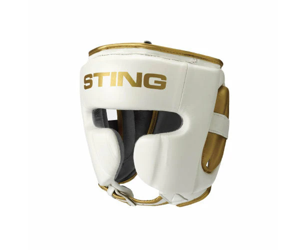 Sting Viper Gel Full Face Boxing Head Gear - White/Gold