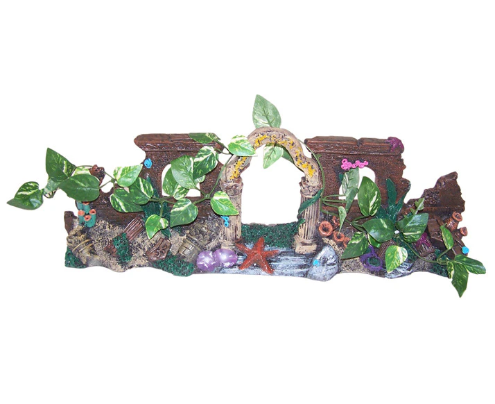 URS Wall Ruin w/ Silk Plant Reptile Accessory Small