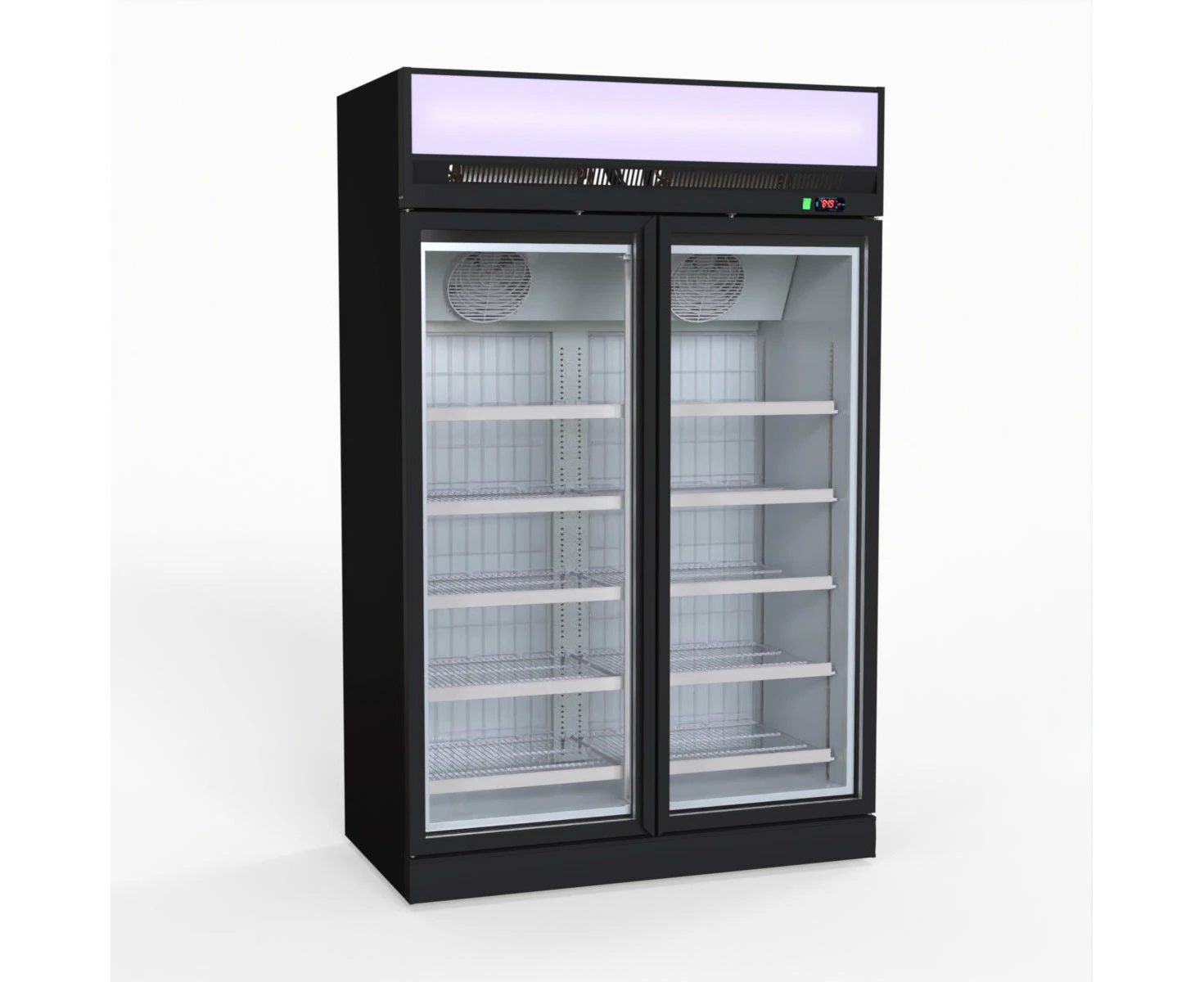 Thermaster 1006L Black Upright Double Glass Door Freezer  - Display Freezers (LG-1006DF) - LG-1006DF