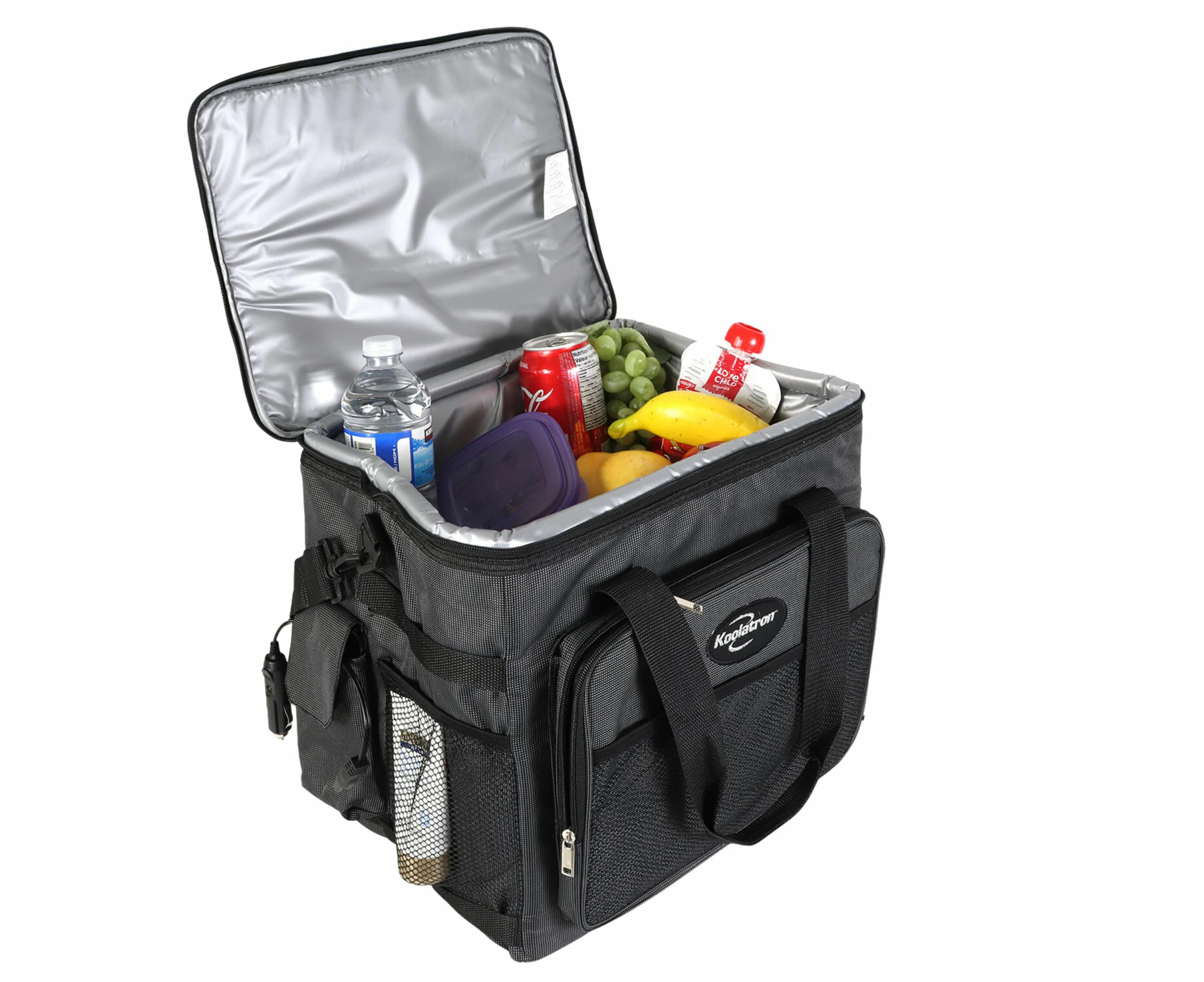 Koolatron 12V Electric Cool Bag, 25L, Plug In Iceless Portable Picnic Bag, Gray/Black