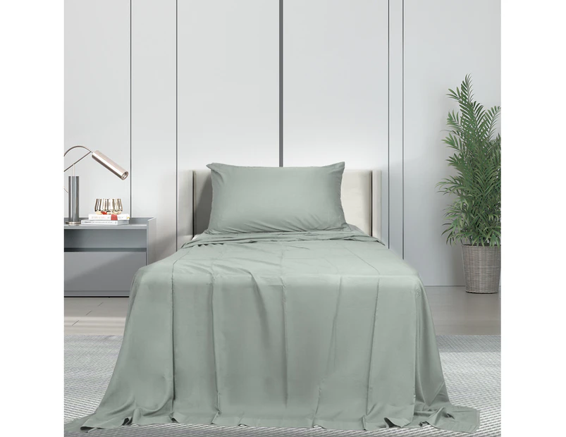 Dreamz Fitted Sheet Set Pillowcase Bamboo Single Grey Summer 3PCS