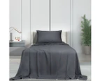 Dreamz Fitted Sheet Set Pillowcase Bamboo King Single Charcoal 3PCS