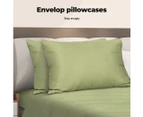 Dreamz Fitted Sheet Set Pillowcase Bamboo King Single Sage Green 3PCS