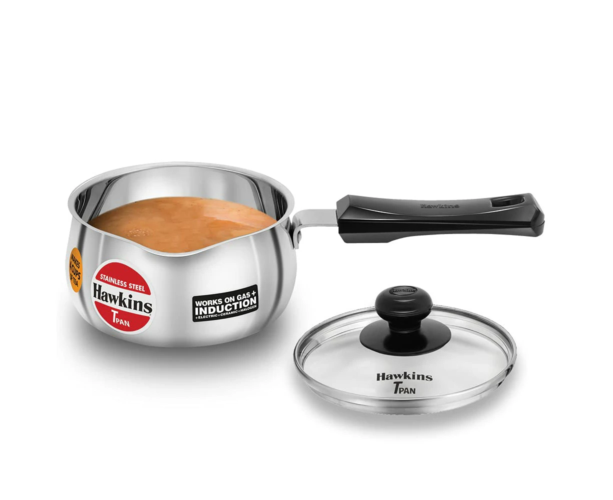 Hawkins Futura Steel Tea Pan with Glass Lid, 1.0 Litre Capactiy SST10G