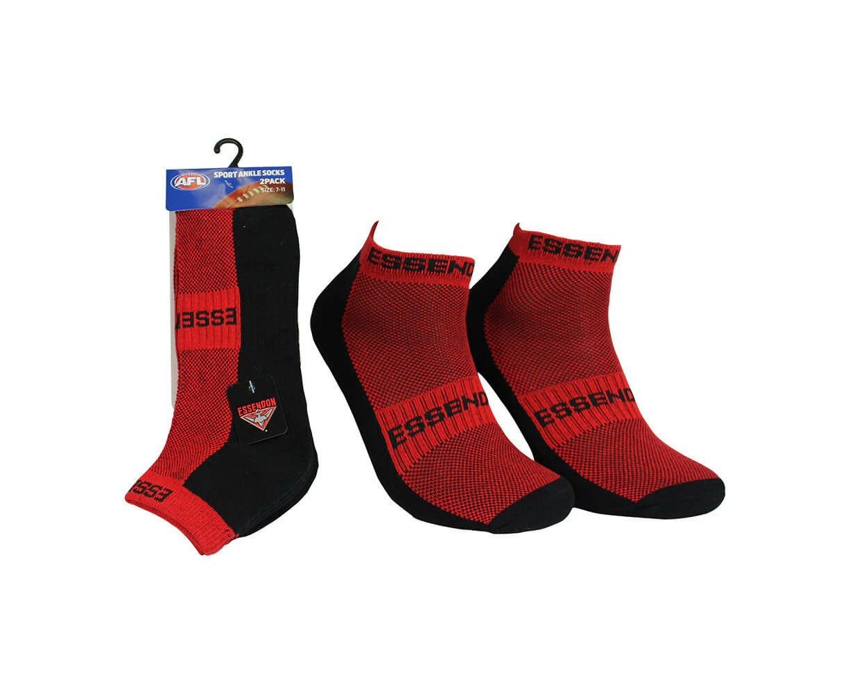 Essendon Bombers Mens Ankle Socks - 2Pk