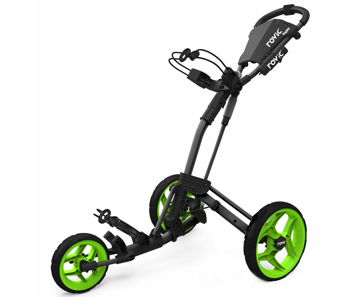 Clicgear Rovic RV2L Golf Push Buggy - Charcoal/Lime | Catch.com.au