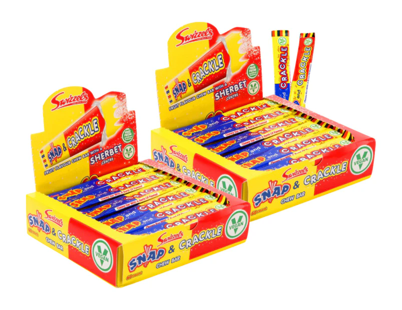 2 x 60pk Swizzels Snap & Crackle Chew Bars 18g