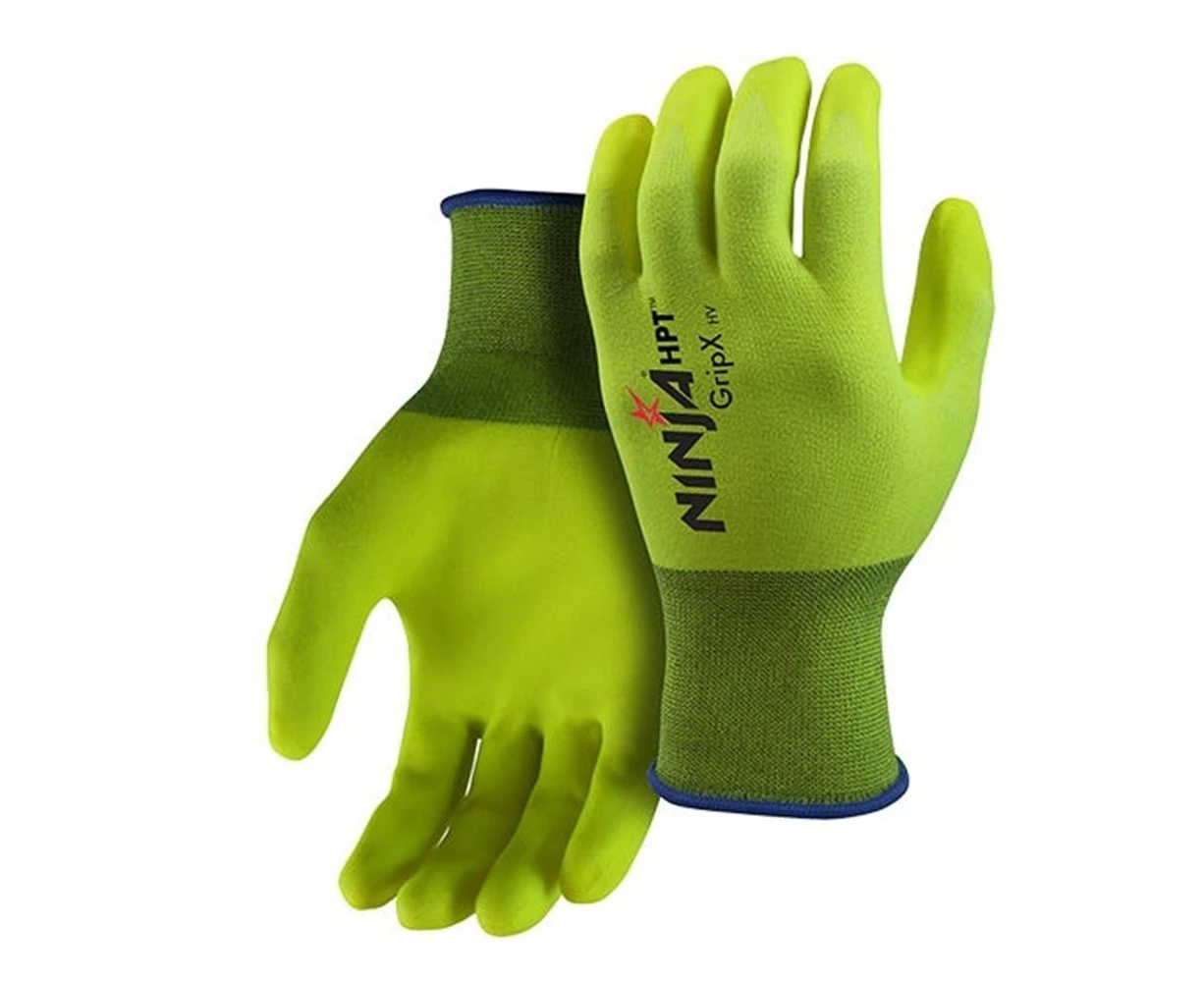 6 Pairs x NINJA Hi-Vis HPT Vend Mach GripX Gloves | Fluro Yellow