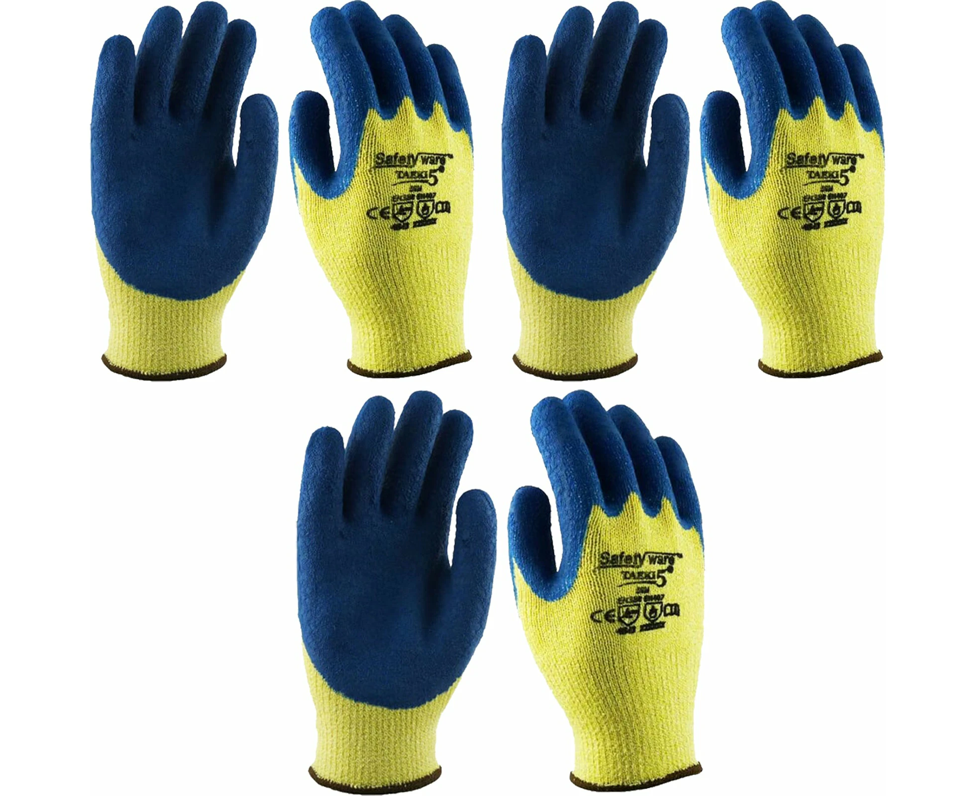 3 Pair Safetyware Anti Cut Resistant Proof Palm Coated Safety Gloves Level 5 Bulk for Gardening Mechanic Construction General Purpose