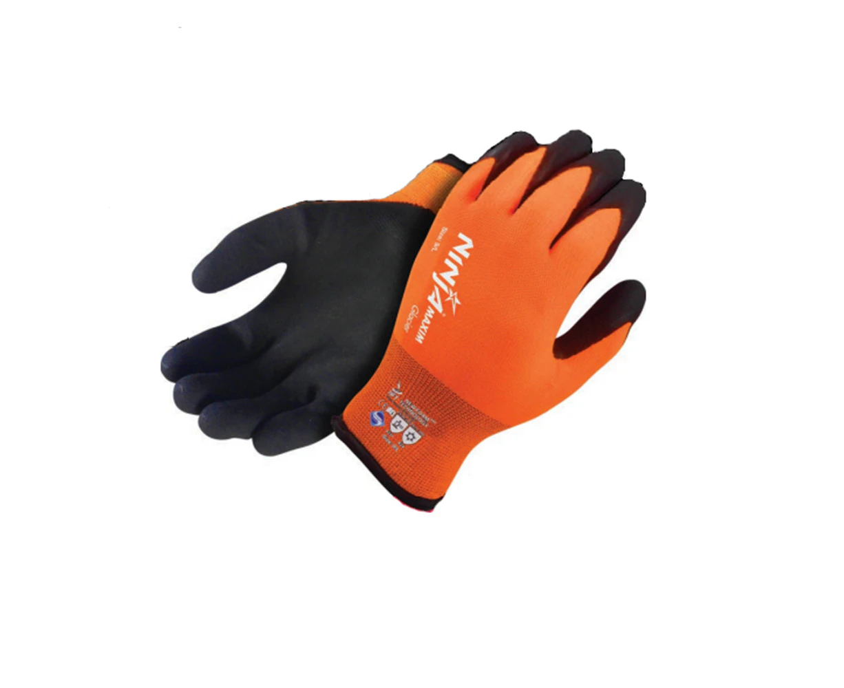 6 Pairs x NINJA Maxim Glacier Hi-Vis Gloves | Hi-Vis Orange | Black