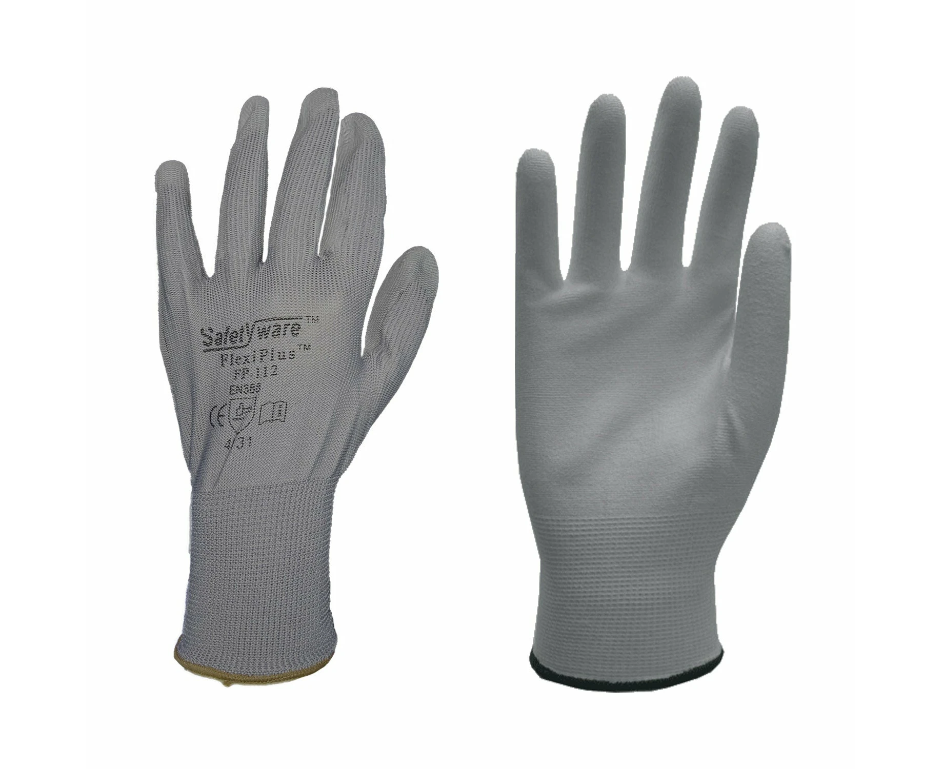 Safetyware Flexiplus PU Coated Work Safety Gloves for Gardening Mechanic Construction General Purpose - Grey