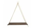 Rustic and Minimalist Hanging Wooden Corner Shelf - Brown