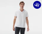 Tommy Hilfiger Men's Nantucket Flag V-Neck Tee / T-Shirt / Tshirt - Bright White