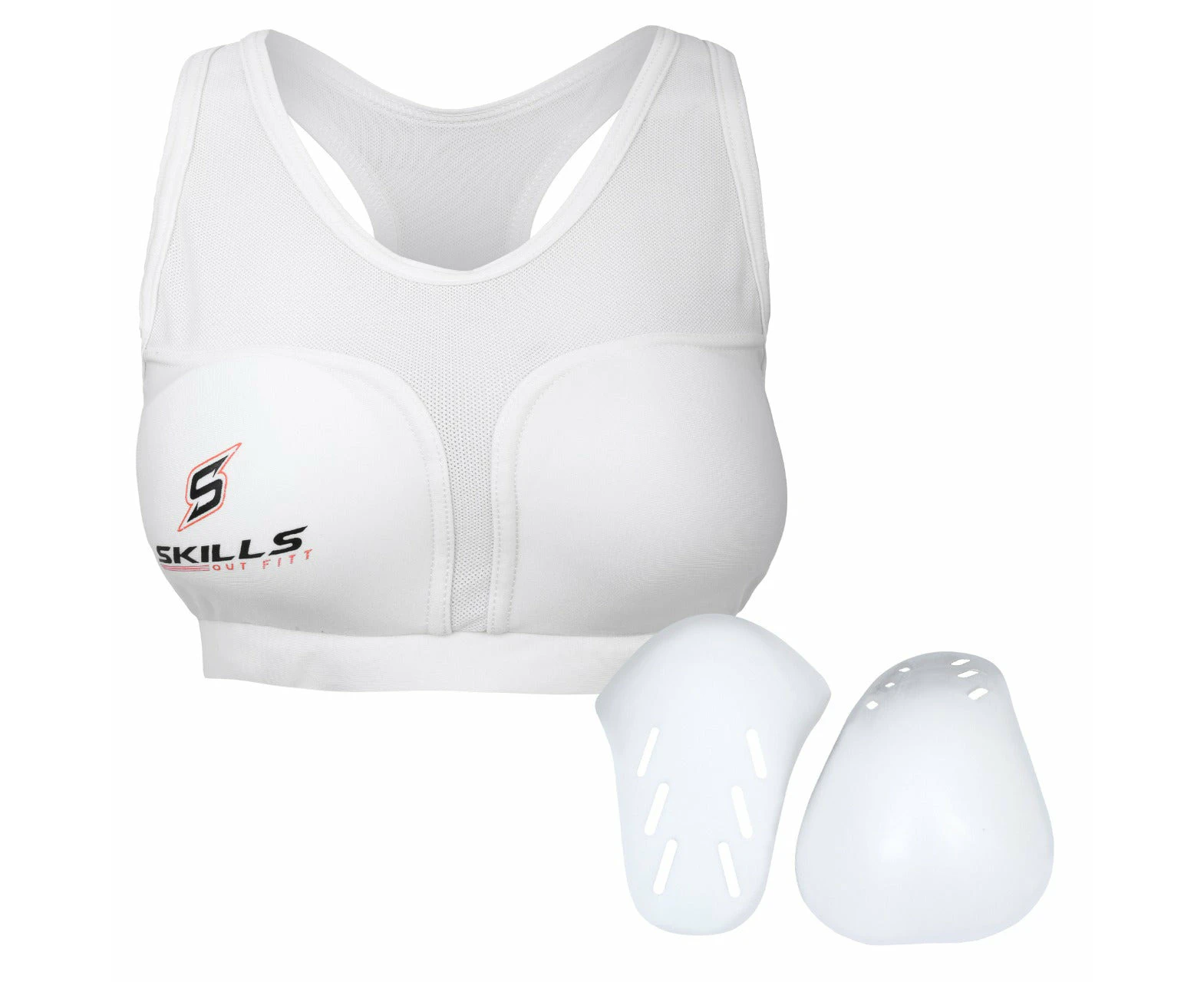 Skills Women Chest Guard Front Closure Protection MMA Push Up Sports Bra Maxi White