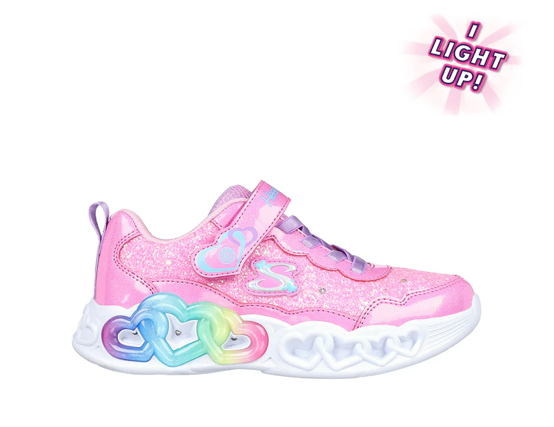 Skechers Girls' Infinite Heart Lights Fresh Love Sneakers - Pink