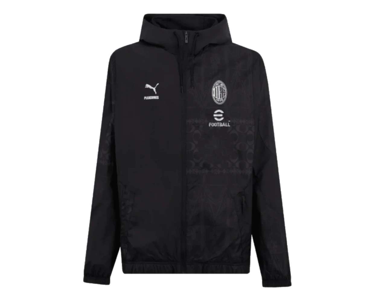 2023-2024 AC Milan x PLEASURES Prematch Jacket (Black)