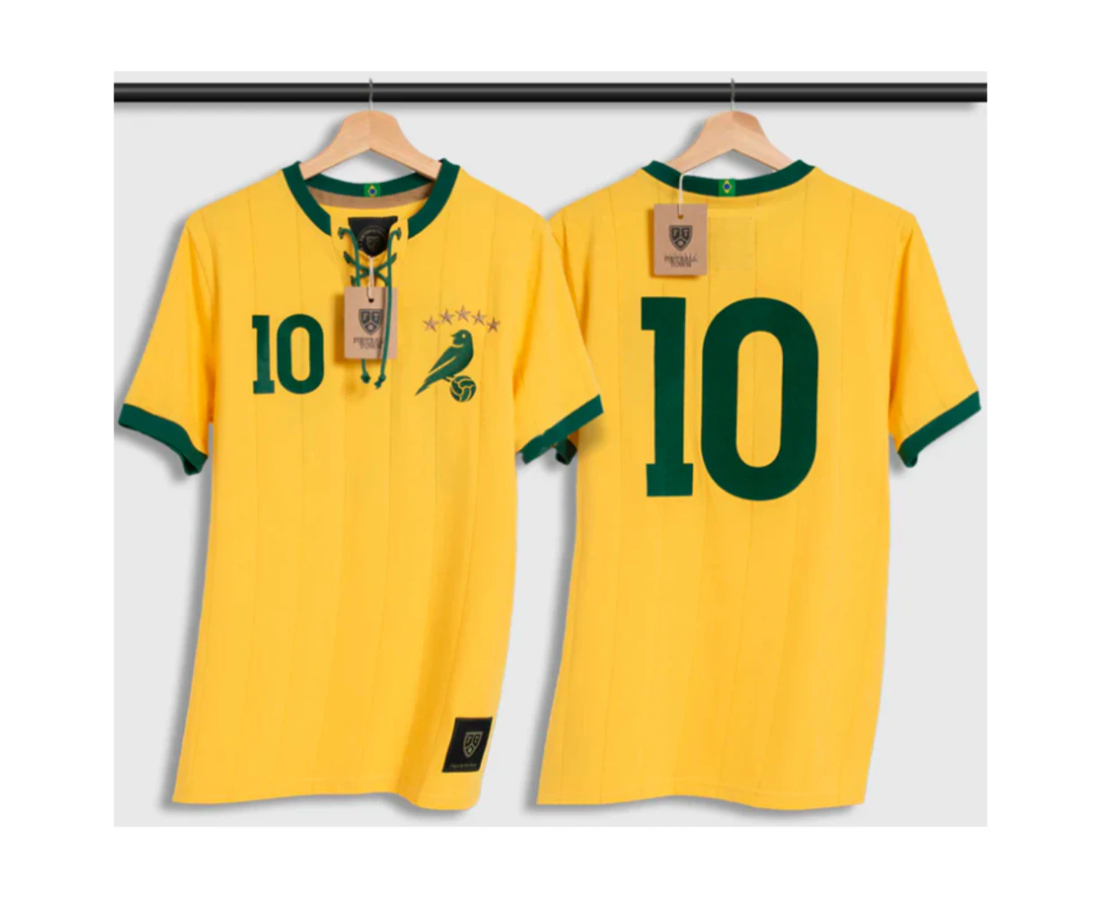 Brazil Retro Home Shirt With Laces Canarinha