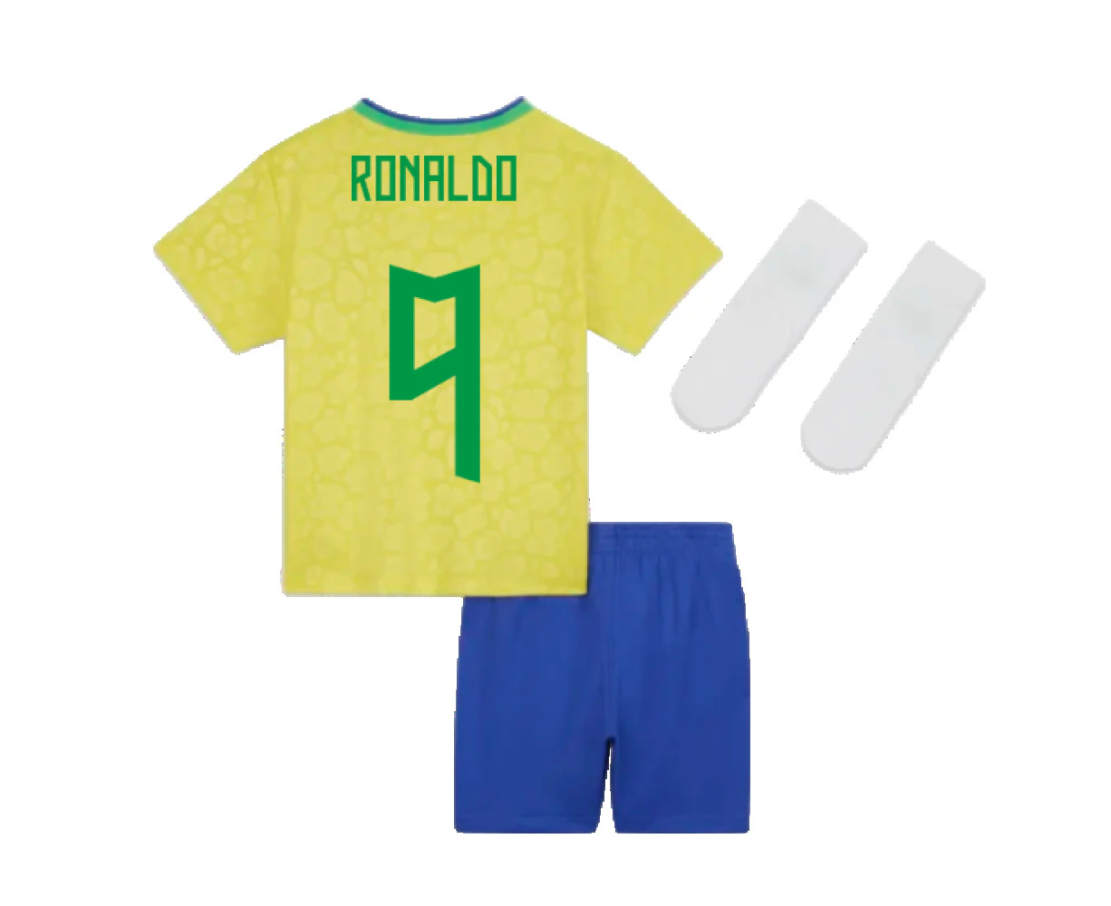 2022-2023 Brazil Home Little Boys Mini Kit (Ronaldo 9)